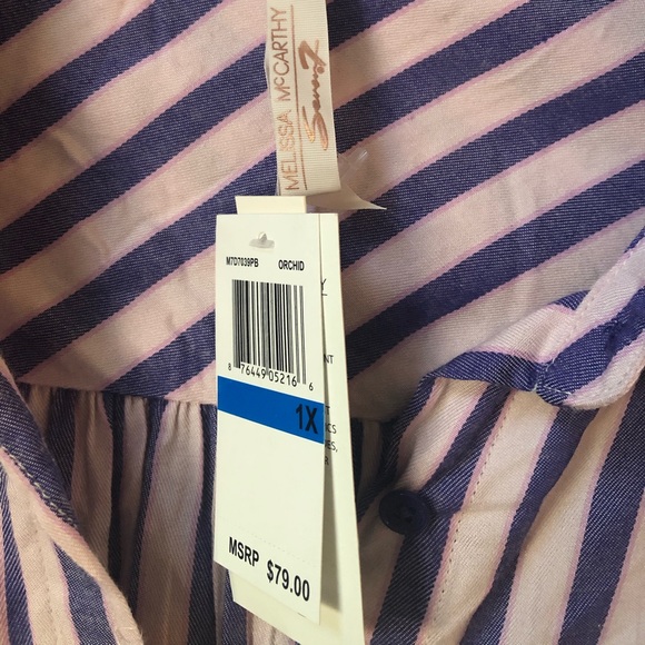 Melissa McCarthy 7 Striped Button down Blouse - Picture 4 of 8